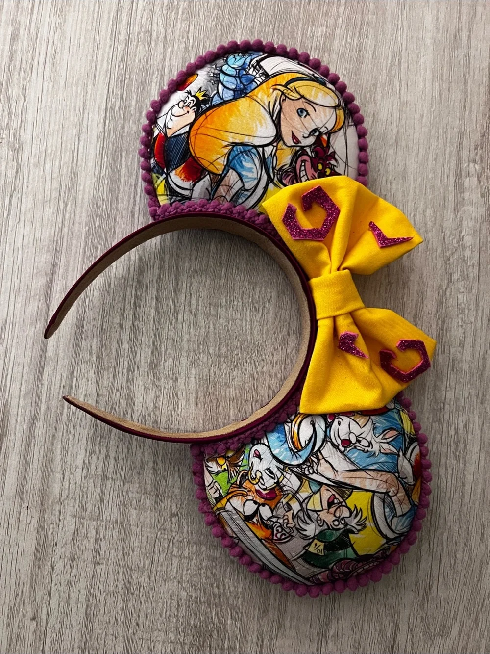Disney Alice in Wonderland Pom Pom Ears Headband with Yellow Bow